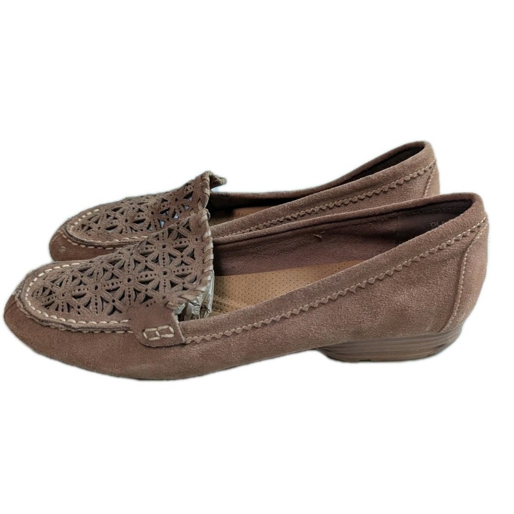 Baretraps Olanna Tan Leather Laser Cut Loafers Comfort Flats Women's Size 11M - Picture 2 of 10